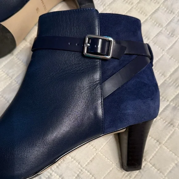 Cole Haan Grand OS Signature Suede & Leather Navy Ankle Boots - Picture 2 of 15